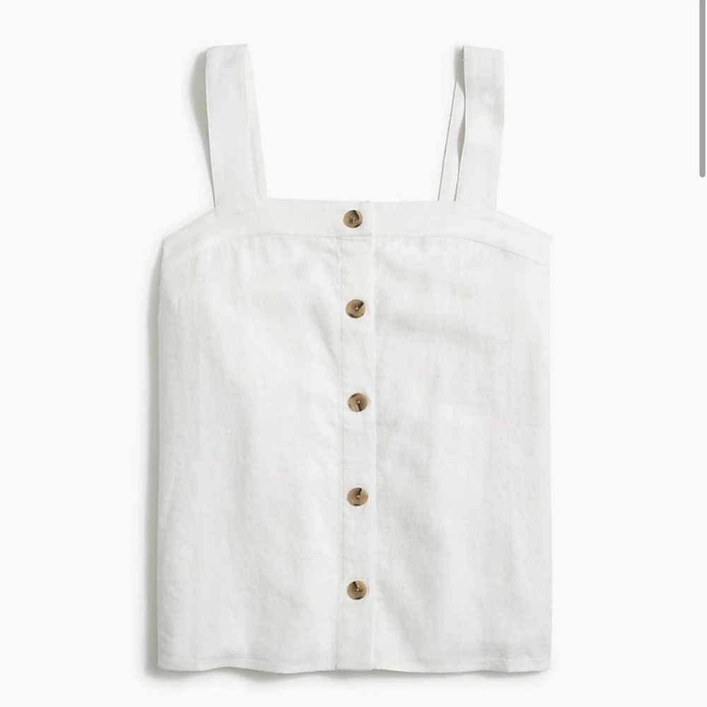 J Crew Button Front Linen Blend Tank